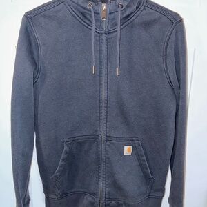 Carhartt Zip Up Hoodie Jacket Navy Size Small Relaxed Fit